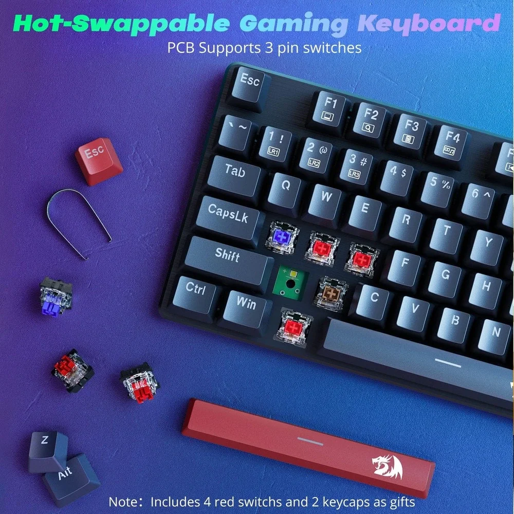 Redragon SINDRI PRO Mechanical Gaming Keyboard Hot-Swappable Red Switch RGB